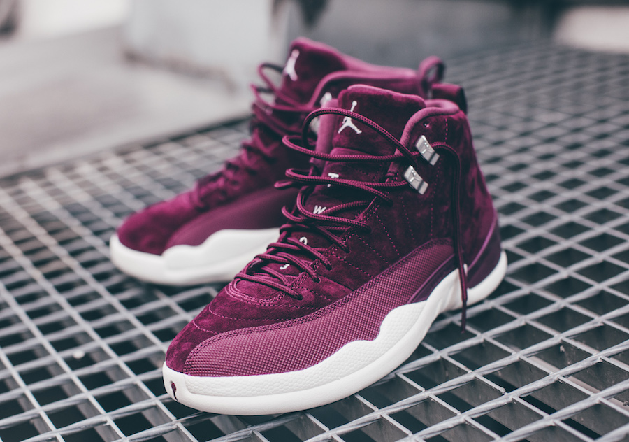 jordan 12 bordeaux on feet