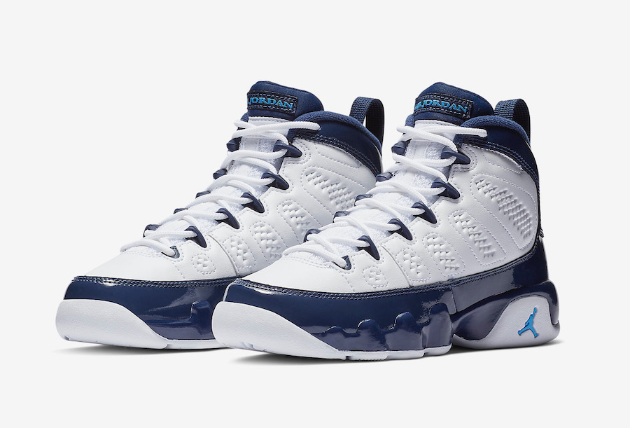 blue and white jordans retro 9